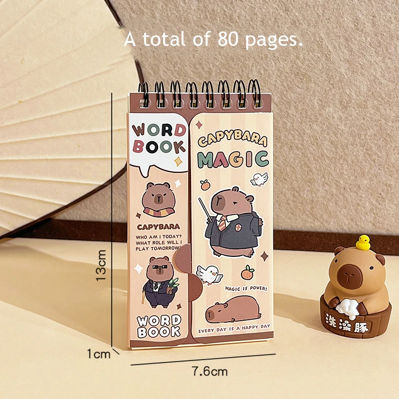 80 pages Capybara English Vocabulary Notebooks Student Portable Pocket Notebook Agenda Planner School Notebooks Back To School