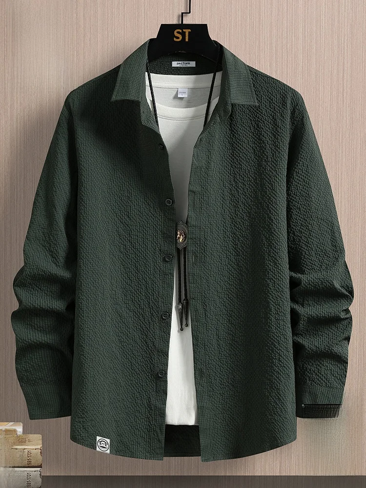 

PaulFrank Men's Long Sleeve Bubble Shirt Casual Spring Fashionable Loose Fit Monkey Print Polyester Fiber Breathable Comfortable