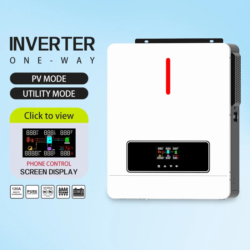 

6.3kW Single Phase Power Inverter 12V/24V to 110V/220V AC, Pure/Modified Sine Wave Optional with LCD Display