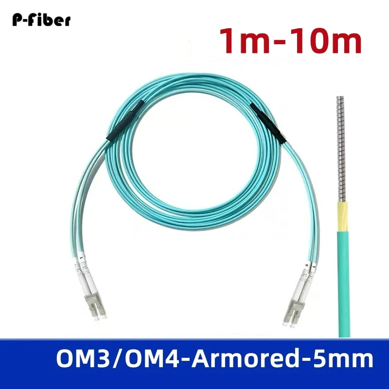 

Armored fiber optic jumper 2C OM3 OM4 10pcs 1m 3m 5m 10m LC-LC SC-SC optical patchcord multimode 2 cores can be customized