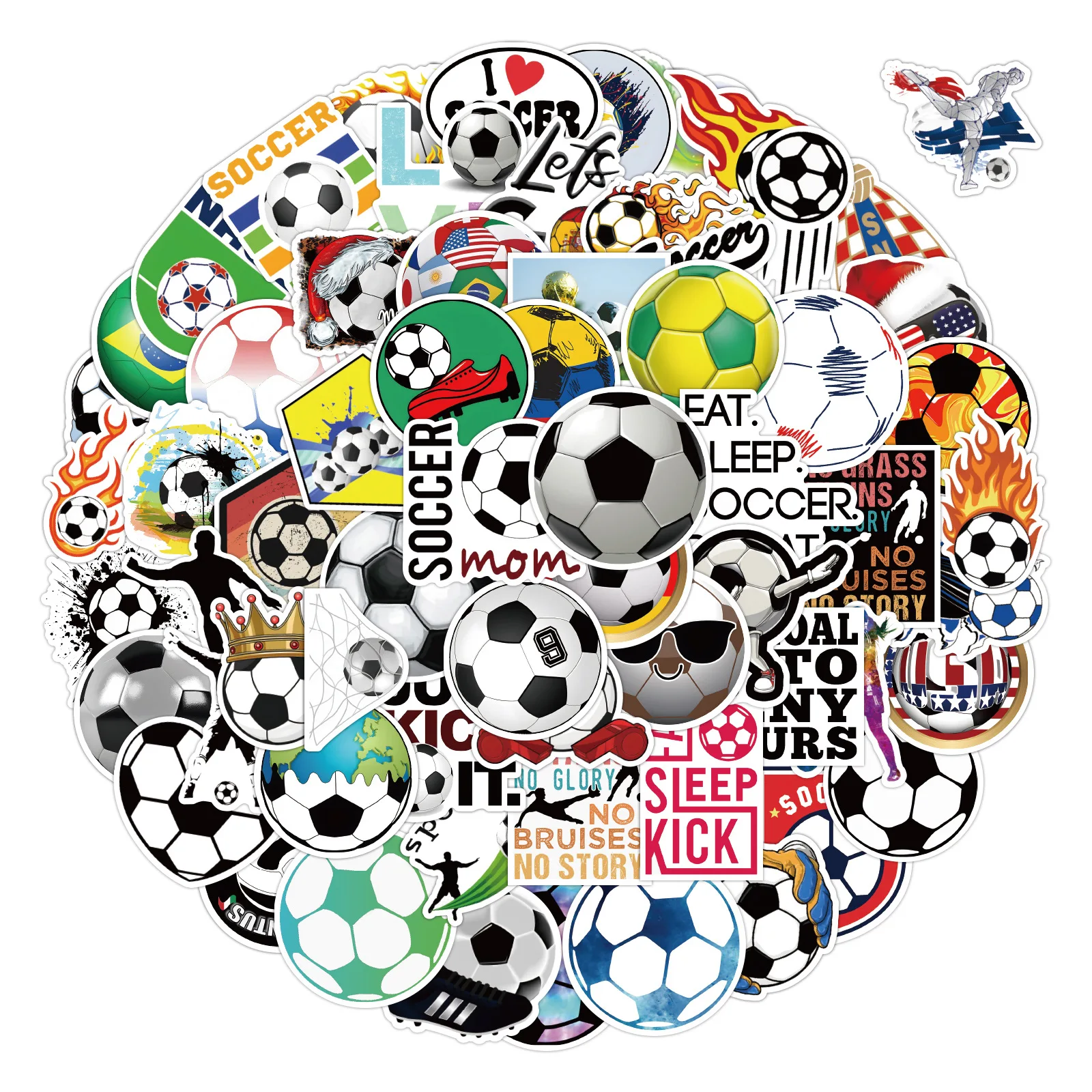 

100 Pieces of 5-8cm New Style Football Kids Cartoon Graffiti Stickers Car Luggage Water Cup Refrigerator Kick Scooter Stickers