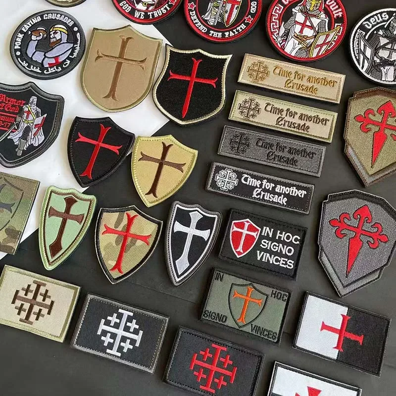 The Knights Templar, The Knights of Jerusalem, The Crusaders Morale Patch Clothes Applique Embroidery, Military Tactical Badges