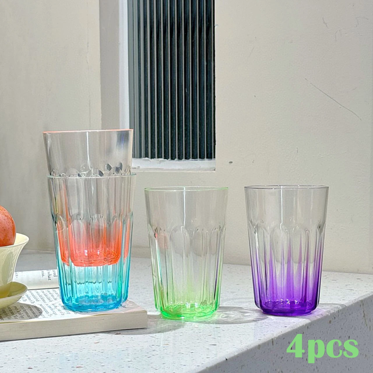 Vasos de cerveza de plástico acrílico, vaso octogonal grueso anticaída transparente, vaso de vidrio para whisky, vaso de agua, 1/4 Uds.