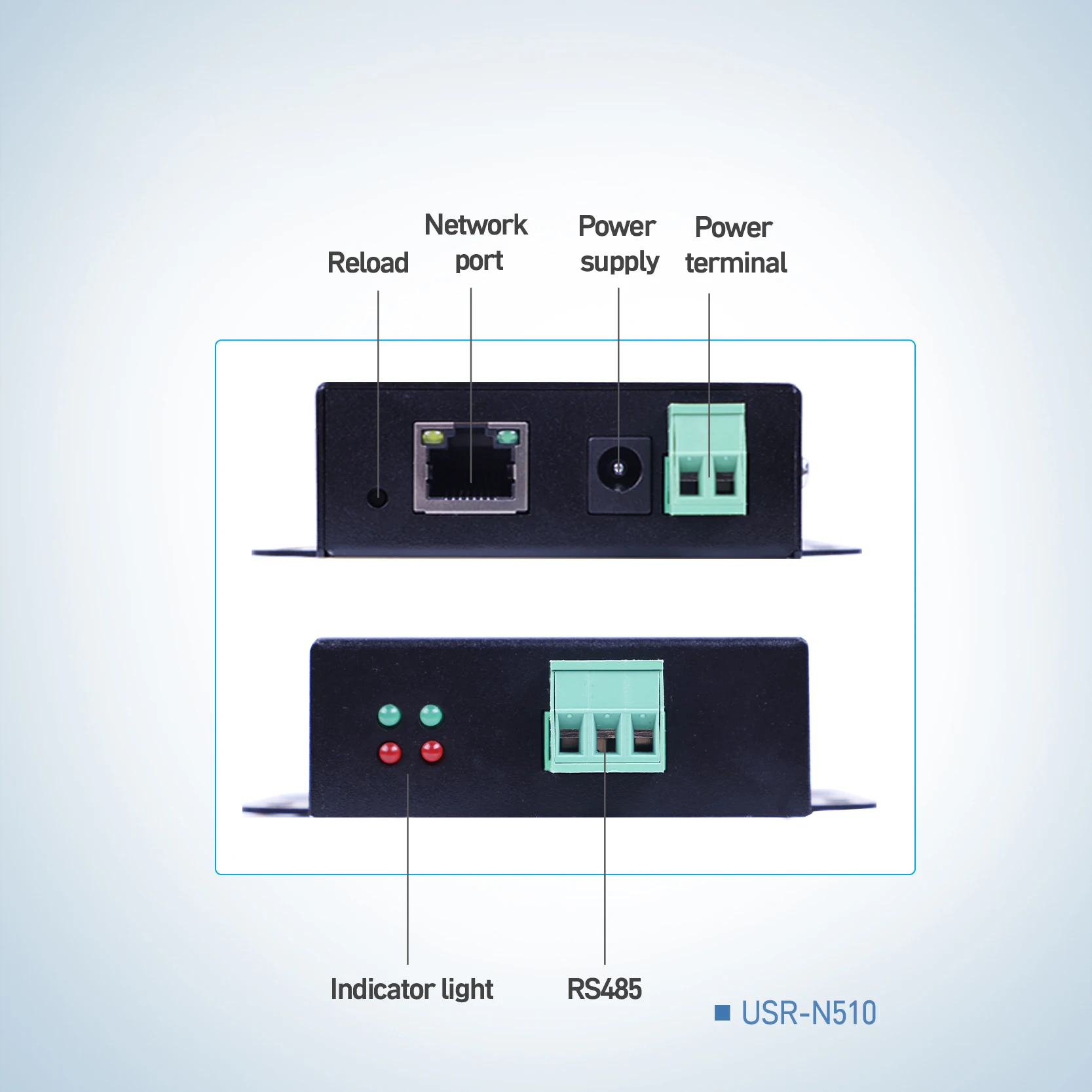 Industrial USR-N510 Single Serial Port Server Equipment RS485 to Ethernet Networking Telecommunications Product