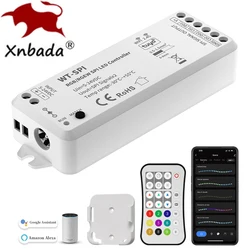 Светодиодный контроллер Tuya SPI Pixels RF Remote Alexa Google ECHO для WS2811 WS2812B WS2815 RGB SK6812 WS2814 RGBW Светодиодная лента 5-24 В