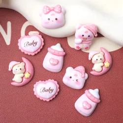 10-20Pcs Cartoon Pink Bear Flatback Resin Kawaii Hairpin Decor materiali Cabochon Scrapbooking accessori custodie per telefoni fai da te Patch