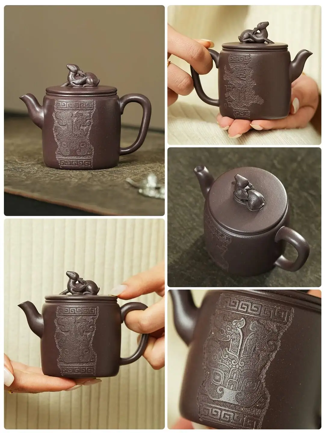 Yihu Chun High-End Teapot, Yilushenghua 150C, Famous Artist Cai Haiping's Pure Handmade Tea Brewing Pot, Original Mineral Purple