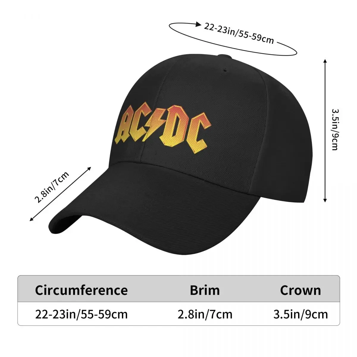 Band-AC-DC Mode Baseball Männer Polyester Hüte verstellbarer Hut Universal Casual Cap Truck Fahrer Hut