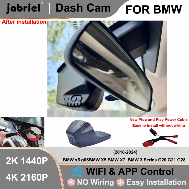 

for BMW X5 G05 For BMW 3 Series G20 G21 G28 2018 2019 2020 2021 2022 2023 2024 New 2K 4K Car DVR Wifi Plug and Play Dash Cam