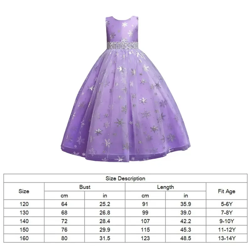 Fashion Big Girl Lace Dress Christmas Festive Children Snowflake Bow Wedding Tunic Kid Princess Frock Clothes