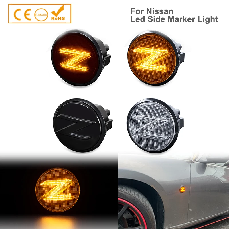 

LED Side Marker Lights for Nissan 370z Z34 2009-2020, 350z Z33 2003-2009 Sequential Amber Turn Signals Lights Parking Lamps