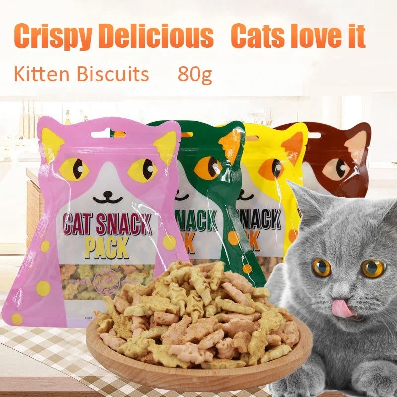 Yaho Pet Cat Snacks Small Fish Shaped Biscuits Teething Sticks Nutritional Cat Food Chicken Salmon Cat Training Reward Snacks