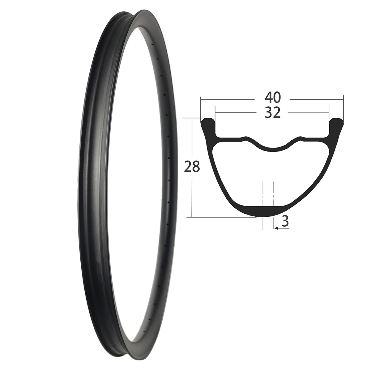 Carbon Rims 29er 40x28mm Asymmetric Mtb Rim Tubeless UD finish Matte Enduro Freeride All Mountain Bike Wheels 28h 32h 36h Spokes