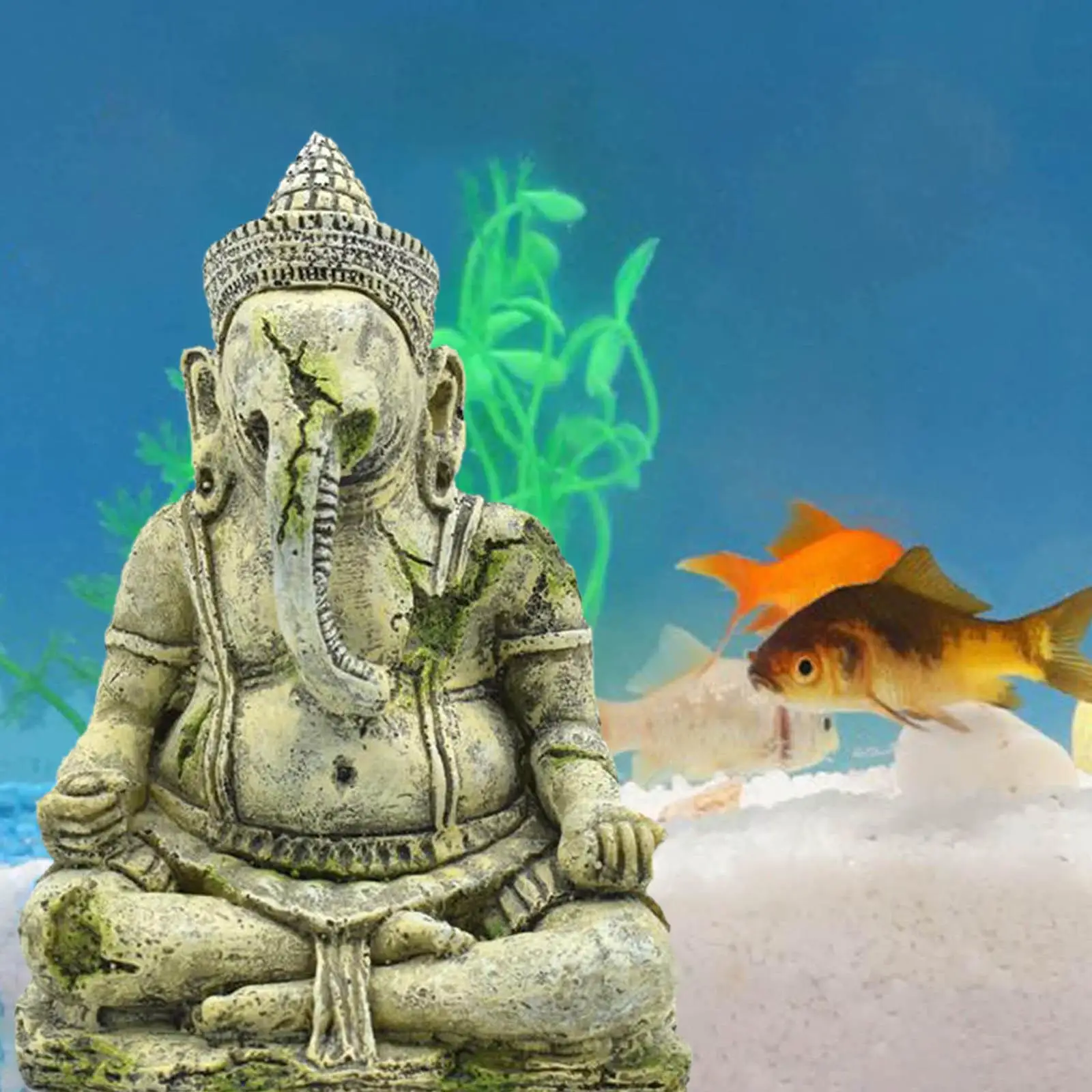 Antique Style Resin Aquarium Landscape Decoration Fish Tank Buddha Ganesha Statue Ganapati Sculpture Ornament Crafts Hiding Cave