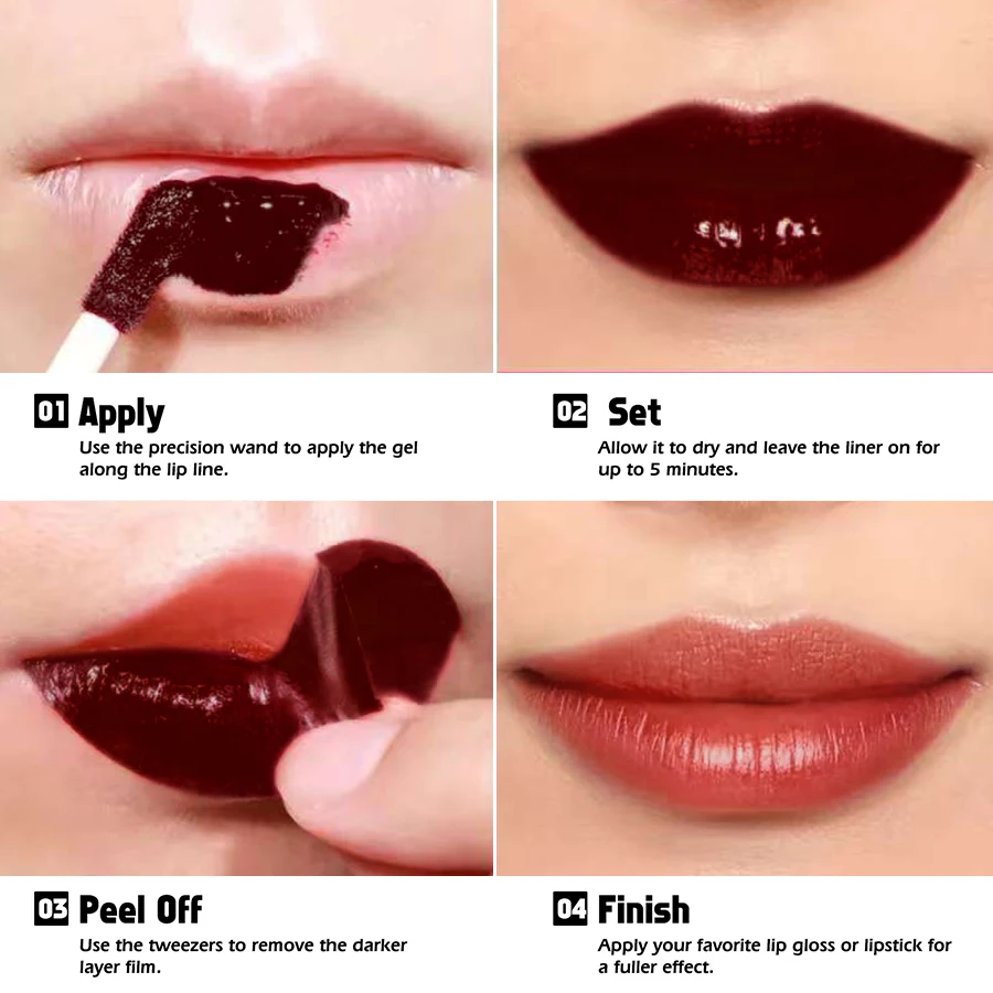 7 Colors Waterproof Peel Off Lip Stain Reveal Long Lasting Pink Red Lip Tint Transfer Proof Natural Lip Glaze Makeup Gifts