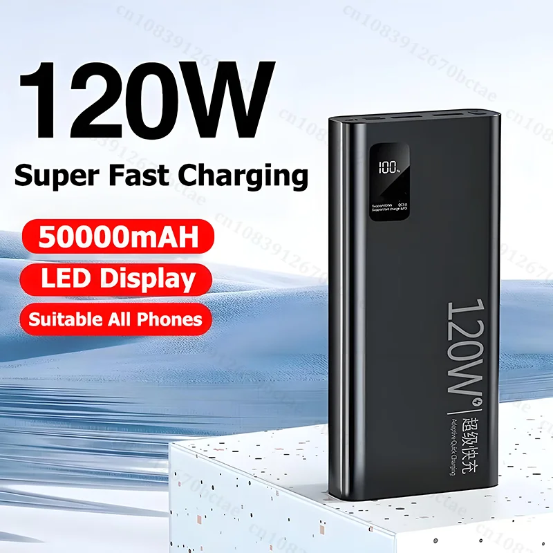 50000 mAh パワーバンク 120 ワット超高速充電 100% 十分な容量ポータブルバッテリー充電器 iPhone Huawei Xiaomi Samsung