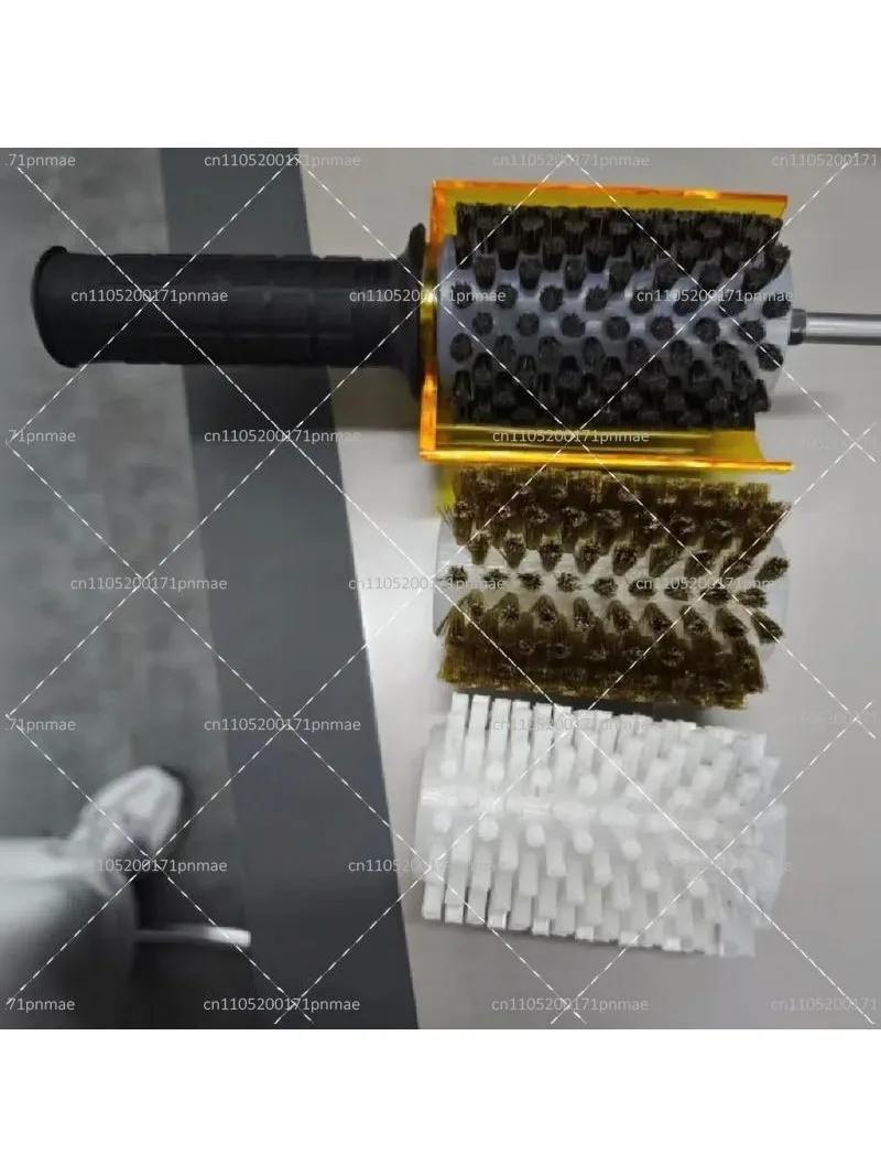 10cm Cross-Country Ski Waxing Roto Brush with Horse Hair and Nylon Bristles, Safety Shield Hood, Stainless Steel Handle
