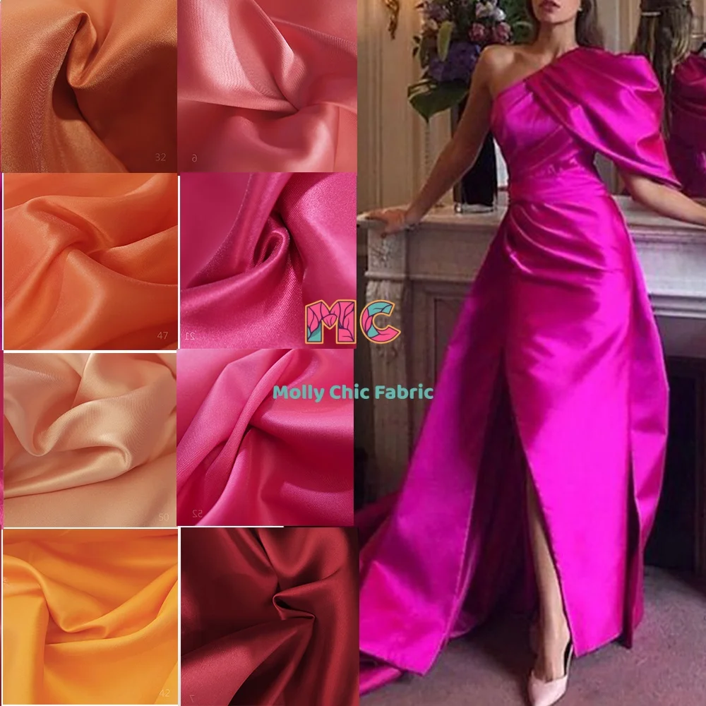 

High quality Mikado fabric sewing wedding dresses evening gowns fashionable dresses small suit micro stiff fabric