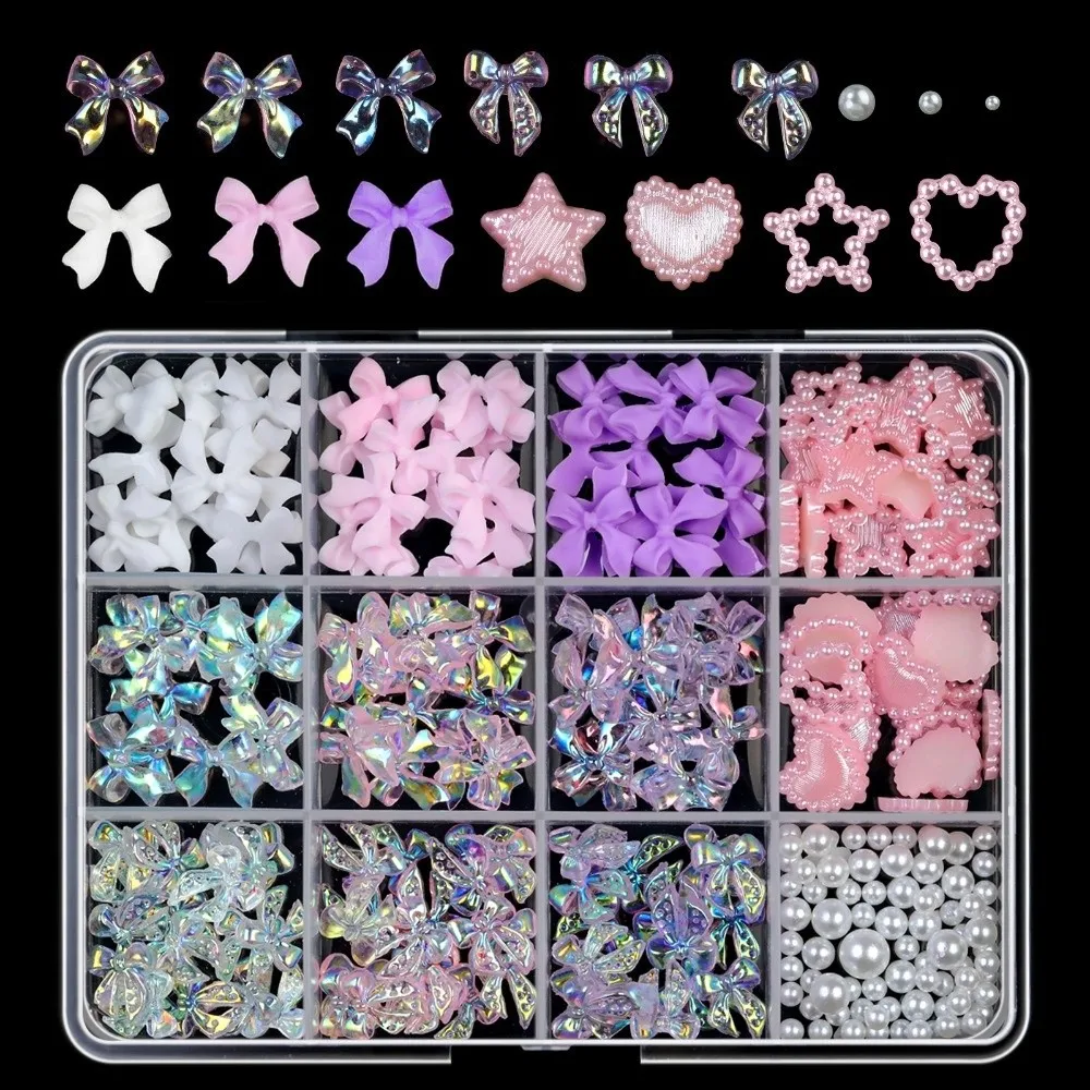 Multicolor Jelly Rhinestones Shimmer DIY Decoration 3D Nail Charms Diamond Art Mixed Bowknot Nail Art Decorations