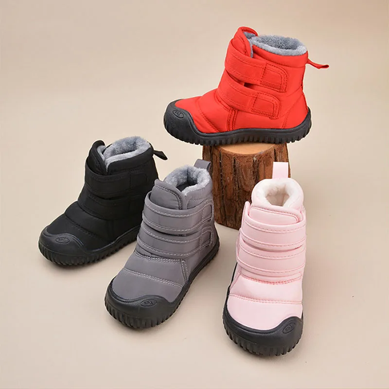 New Waterproof Children Snow Boots Casual Warm Plush Winter Kids Shoes Soft Soles Boys Girls Baby Boots Size 21-26 CSH1560