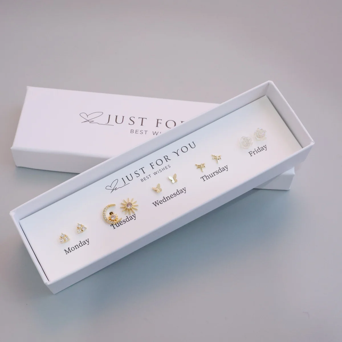 10 piece set of star and moon goddess resin camellia synthetic zircon earrings gift box set, fashionable and versatile earrings