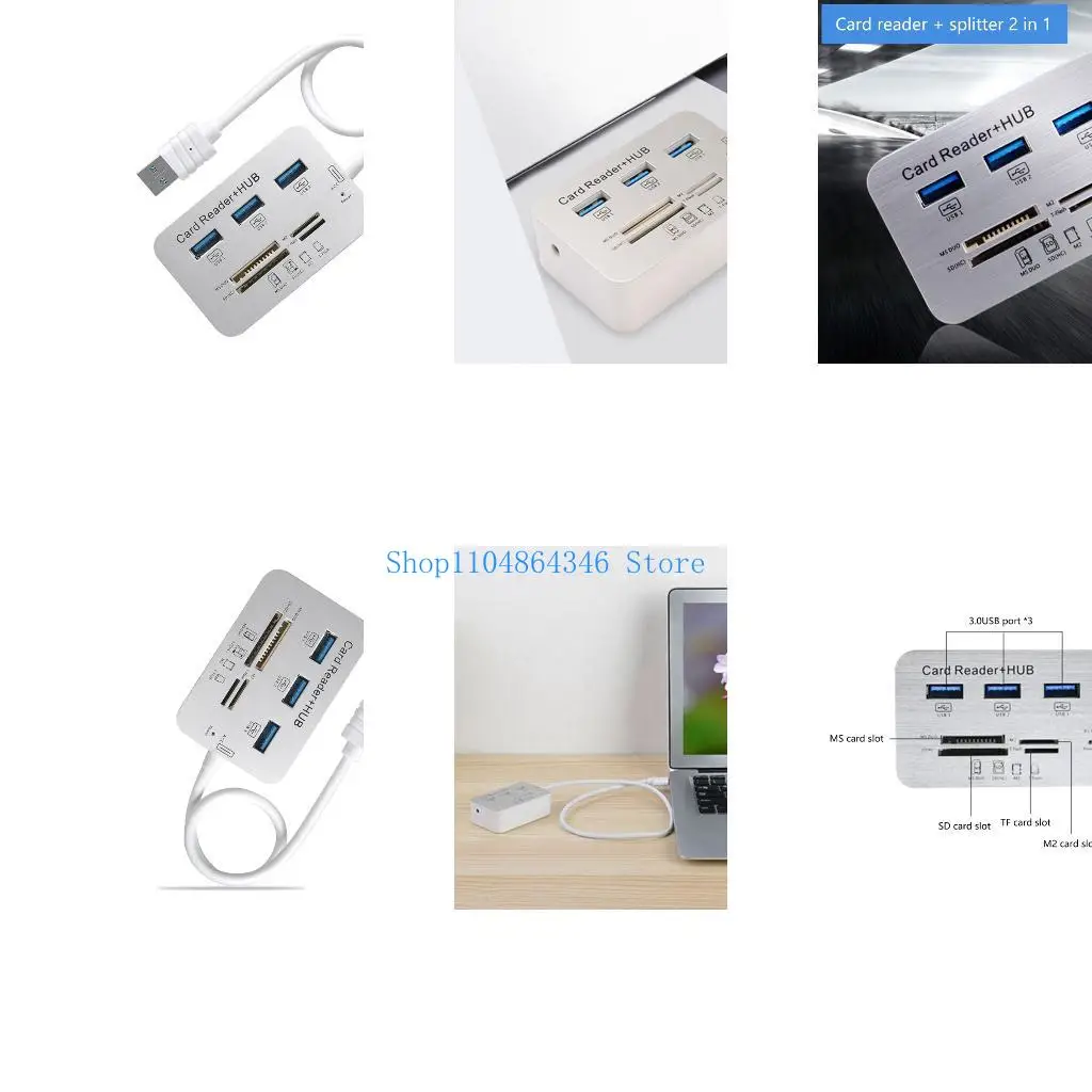 5asd Ergonomic USB3.0 Card Reader and Hubs for Enhanceds Laptop and Desktop Functional
