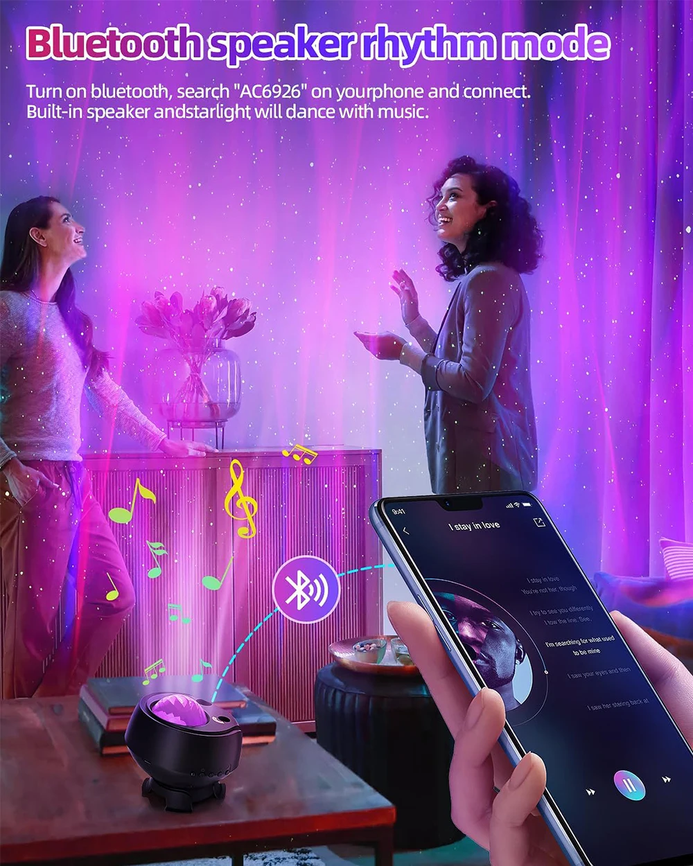 Northern Lights Projector 15 Combinations Galaxy Projector 60 Light Effects Star Remote Night Light with Bluetooth Speaker Timer