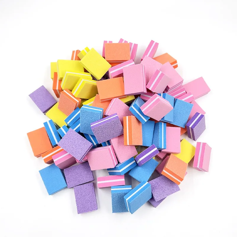 200Pcs/Lot Mini Nail File Buffer Sponge 100/180 Nail File Block Multi-color Grinding Sanding Salon Nail Art Tools For Manicure