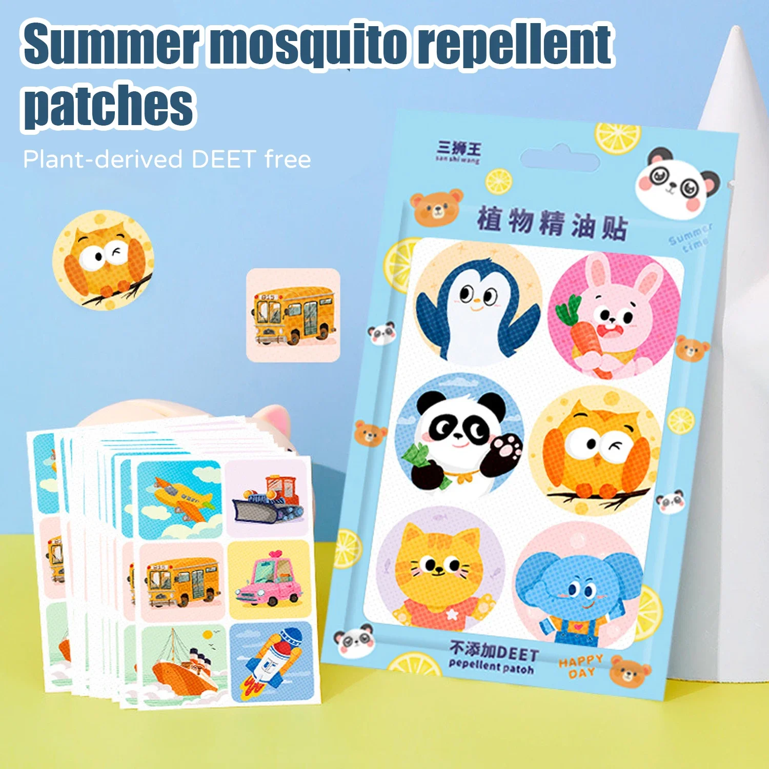 summer children's cartoon mosquito stickers natural plant oils baby outdoor anti-mosquito stickers A pack of 36 stickers