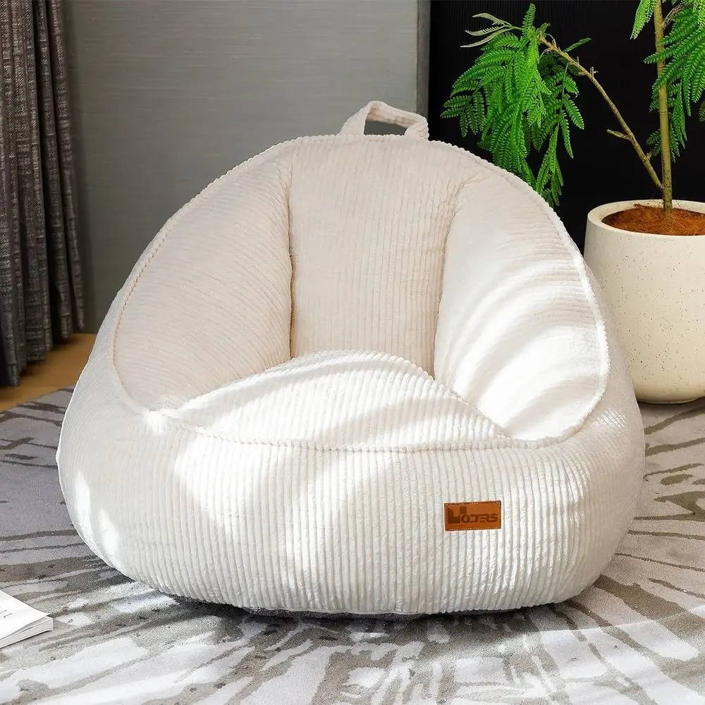 Cozy Bean Bag Chairs for Kids and Teens, Ideal for Lazy Sofa or Living Room, Perfect for Gaming and Reading (White)