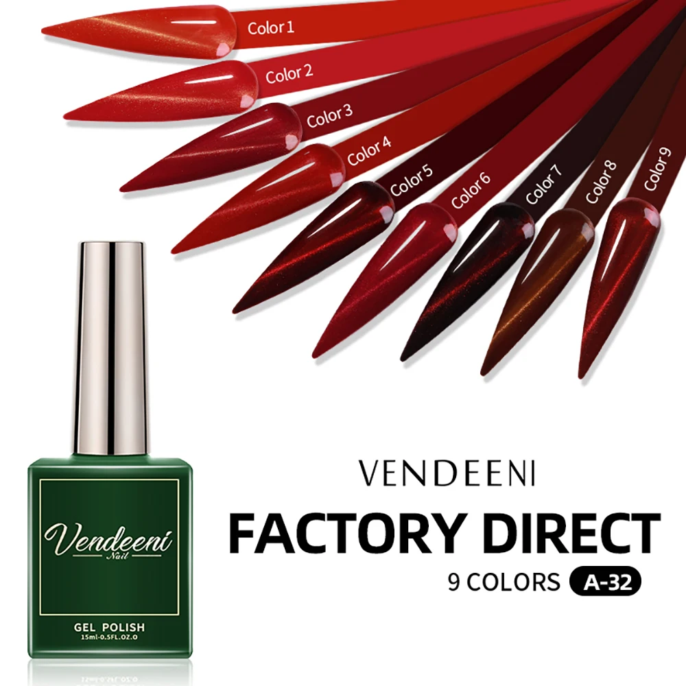 

Vendeeni 15ml Red Color Cat Eye Gel Nail Polish UV LED Magic 3D Soak Off Gel Varnish Long Lasting Nail Art Gel Lacquer