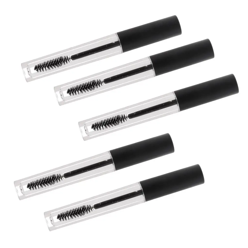 Tubes et pinceaux de Mascara vides de 5ml, 5 paquets, bouteille d'huile pour cils, applicateurs de baguette, conteneurs de maquillage pour bricolage, cosmétiques, huile de ricin