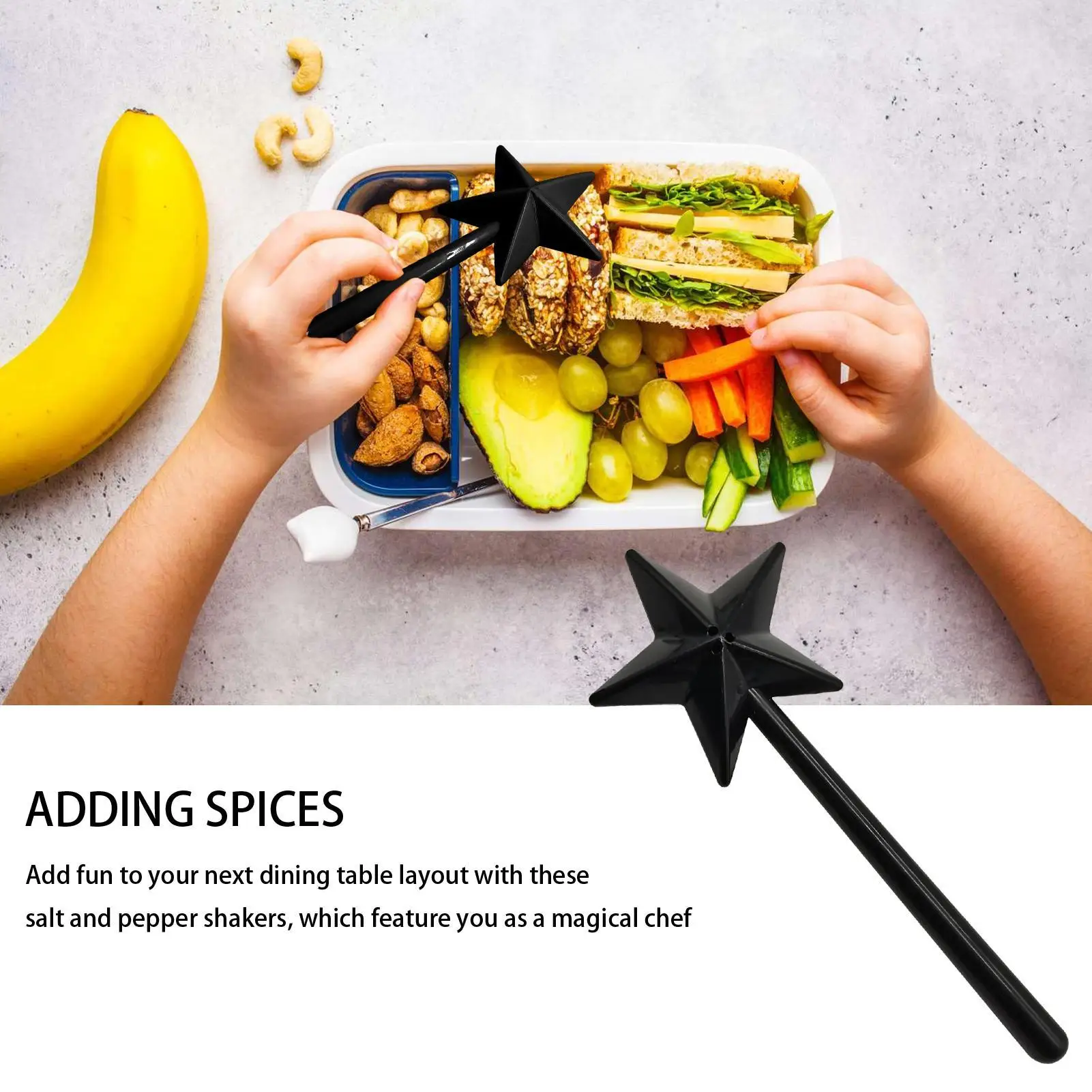 Kitchen Pepper Shaker Cooking Salt Shaker Star Wand Dispenser Refillable Dishwasher-Safe Seasoning Dispenser for Cooking Meal