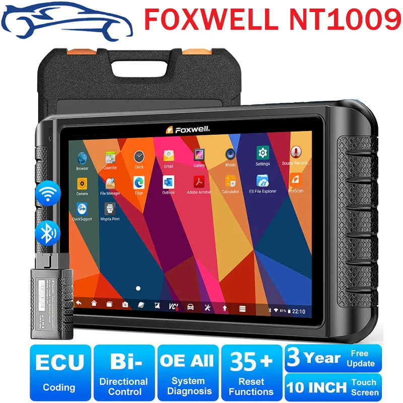 2024 FOXWELL NT1009 OBD2 Automotive Scanner All System 35+ Reset Bi-Directional ECU Coding Active Test OBD2 Car Diagnostic Tools