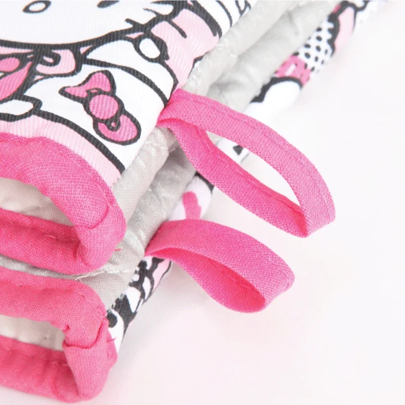 New Sanrio Hello Kitty Cinnamoroll Insulation Gloves Kawaii Anime Oven Microwave Thickened Anti Hot Gloves Kitchen Baking Gloves