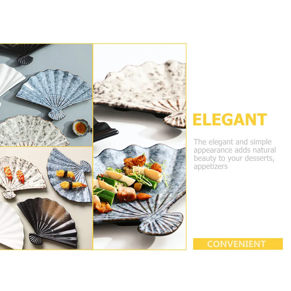 

Japanese Style Ceramic Fan Shaped Sushi Plate Smooth Surface Sushi Serving Tray for Home Restaurant Food Display
