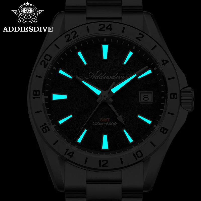 アテム63様 ADDIESDIVE AD2548 Mens GMT Quartz Watch Swiss Ronda 515 24H