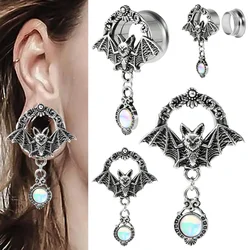1PC Stainless Steel Bat With Pendant Tunnel Plugs Expander Tapers Ear Lobe Stretching Plugs Piercing Jewelry 8-14mm