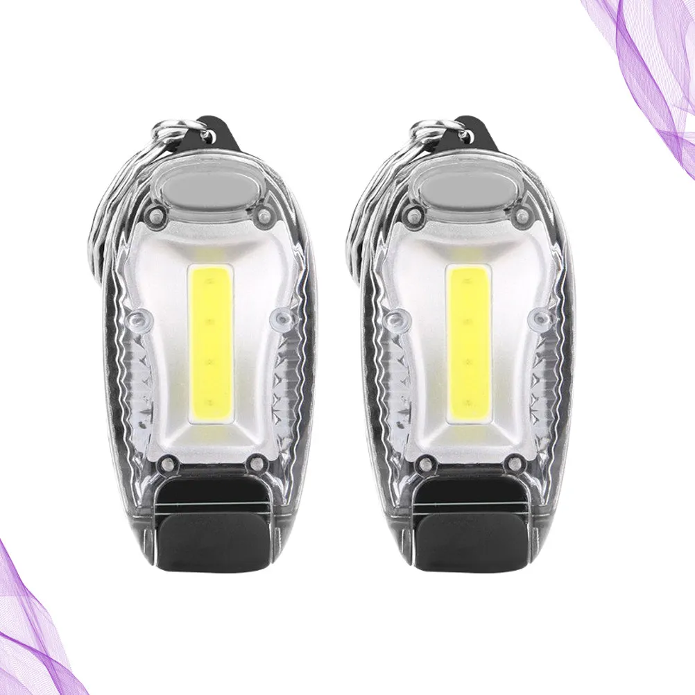 2Pcs Keychain Torch Portable Mini Cob LED Bright Light Clip-on for Hiking Camping Fishing Backpack Emergency Keychain Light