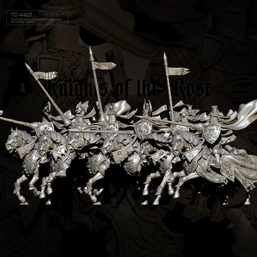 38mm Knight Set 6pcs/pack Board Game War Chess DIY Coloring Self-assembly Figurines 3D Printed Miniatures Resin Crafts