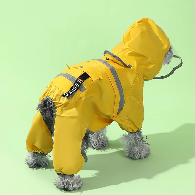 Pet Waterproof Jumpsuit Dog Raincoat Reflective Puppy Clothes For High-grade Golden Chihuahua Yorkshire Hooded Raincoat