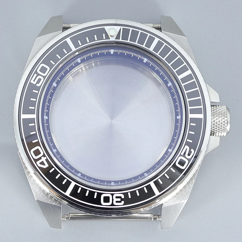 

43.8mm Diving Watch silvery Case Modified Samurai Ceramic Bezel Parts For Seiko nh35 nh36/38 Movement 28.5mm Dial Sapphire Glass