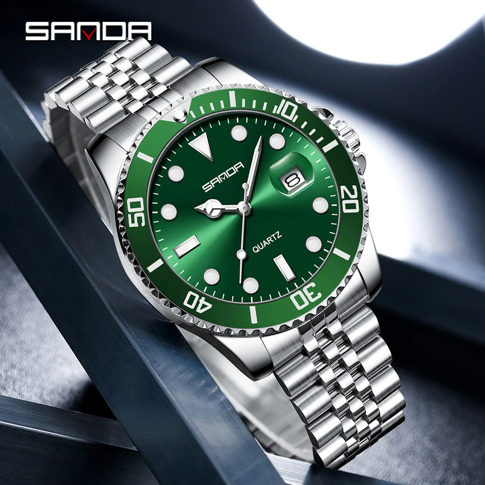 SANDA جديد 1099 ساعة كوارتز رجالية فاخرة بسيطة وشخصية مقاوم للماء ضوء الليل التقويم رجال الأعمال ساعة كوارتز #3