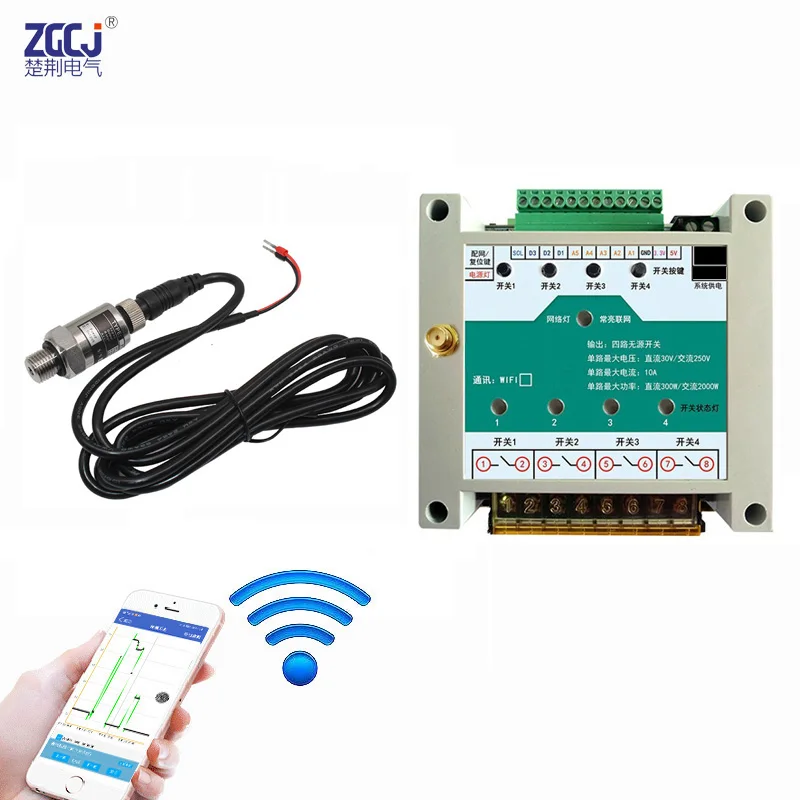 24VDC 0-10bar 0-16bar 0-25bar wifi pressure controller with sensor 4 relay output phone app remote control pressure meter