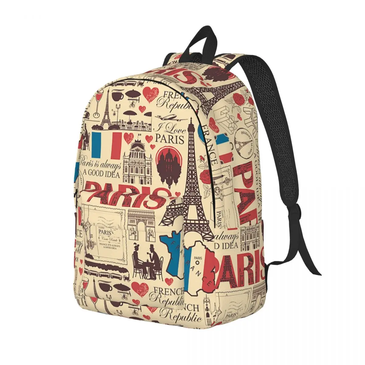 

Paris Eiffel Tower Backpack Daypack Large Capacity Kids BookBag School Bag Shoulder Bags for Boys Girls