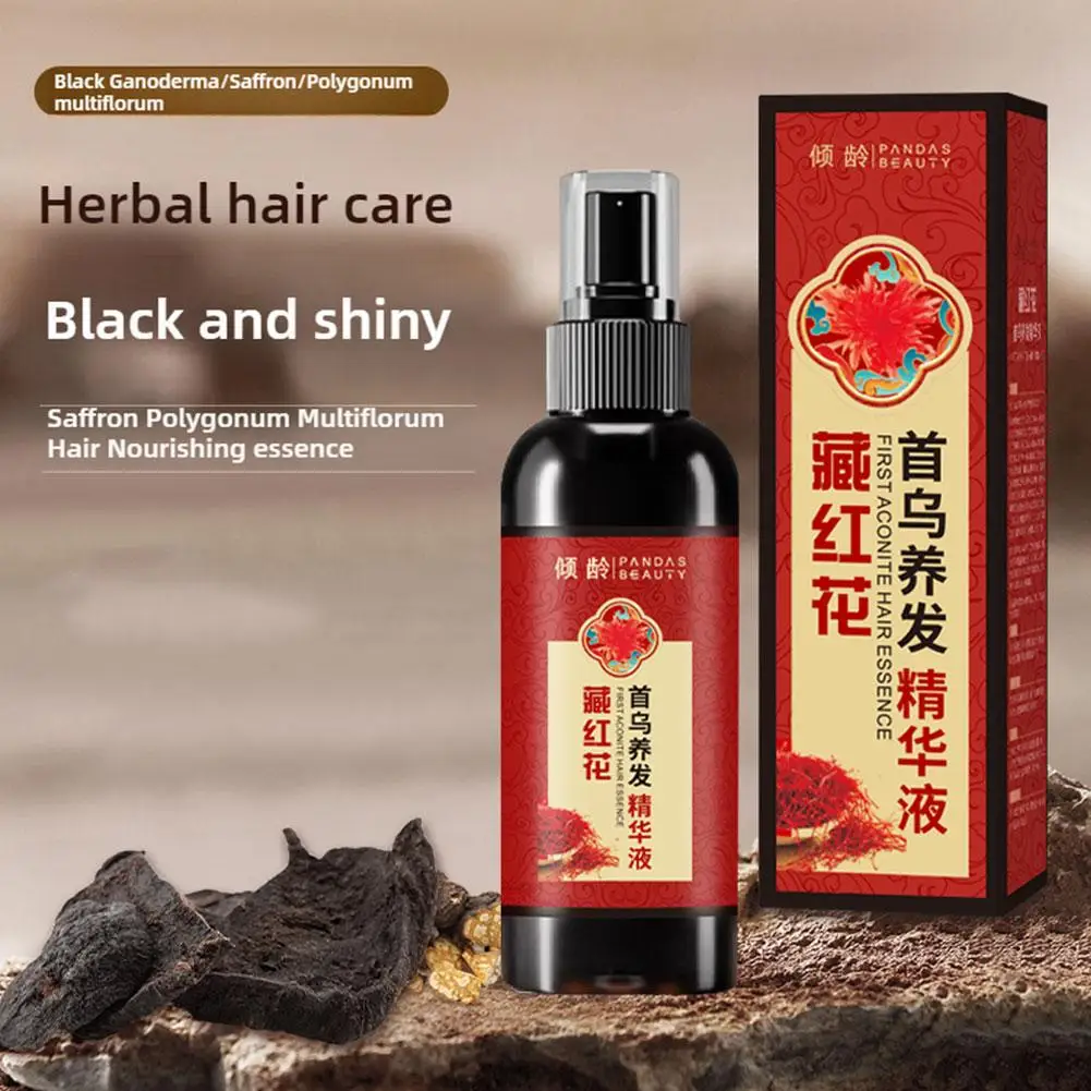 1/2/3pcs Grey Hair No Longer Grows Saffron Essence Spray Black Hair Serum Polygonum Multiflorum Essence White Hair To Black Hair
