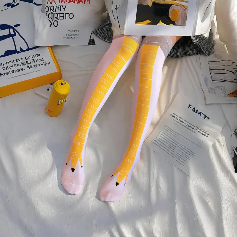 Kaus Kaki Setinggi Lutut Motif Cakar Ayam Lucu Bahan Katun untuk Pria Wanita Cosplay 3D Cetak Cakar Kartun Kaus Kaki Trendi Fashion Personal