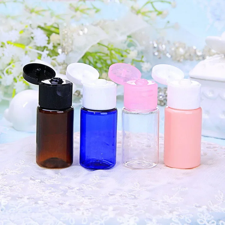 10ml Plastic Bottle with White Black Flip Lid for Essential Oil Toner Frgrance Amber Green Blue Pink Blue Clear 50pcs/lot