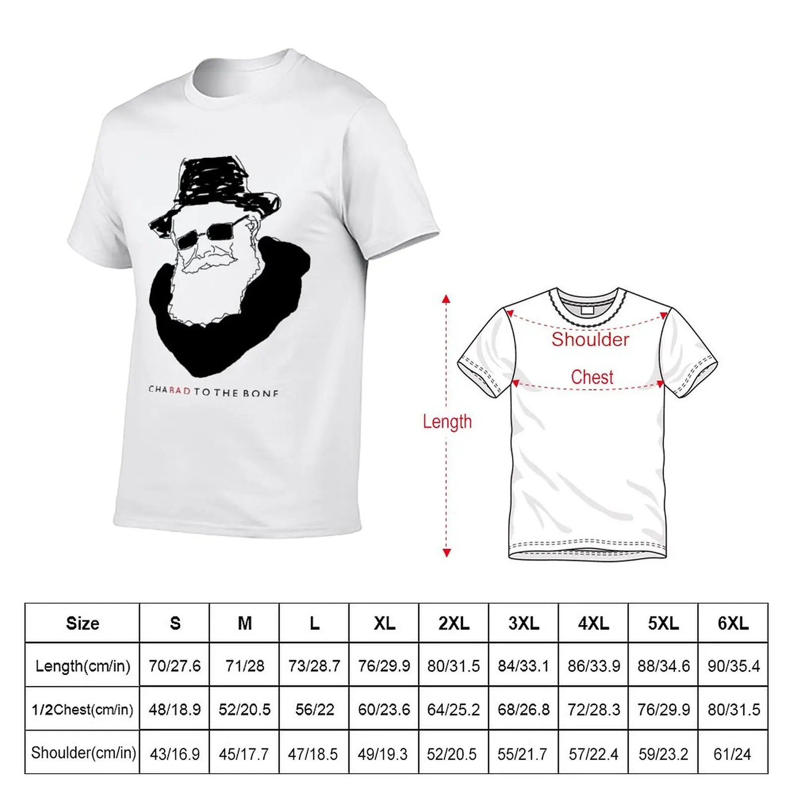 New ChaBAD to the Bone T-Shirt funny t shirts Short sleeve tee vintage t shirt mens graphic t-shirts pack