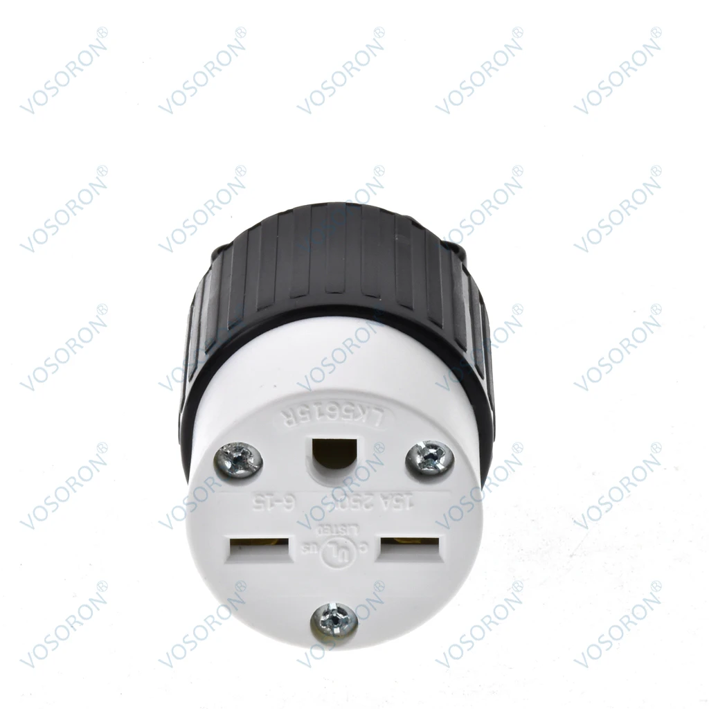 NEMA 6-15p/6-15R Straight Blade Cord Connector Male/ Female Ends, Extension Cord Ends Connector Set, 15 Amp GJ3762